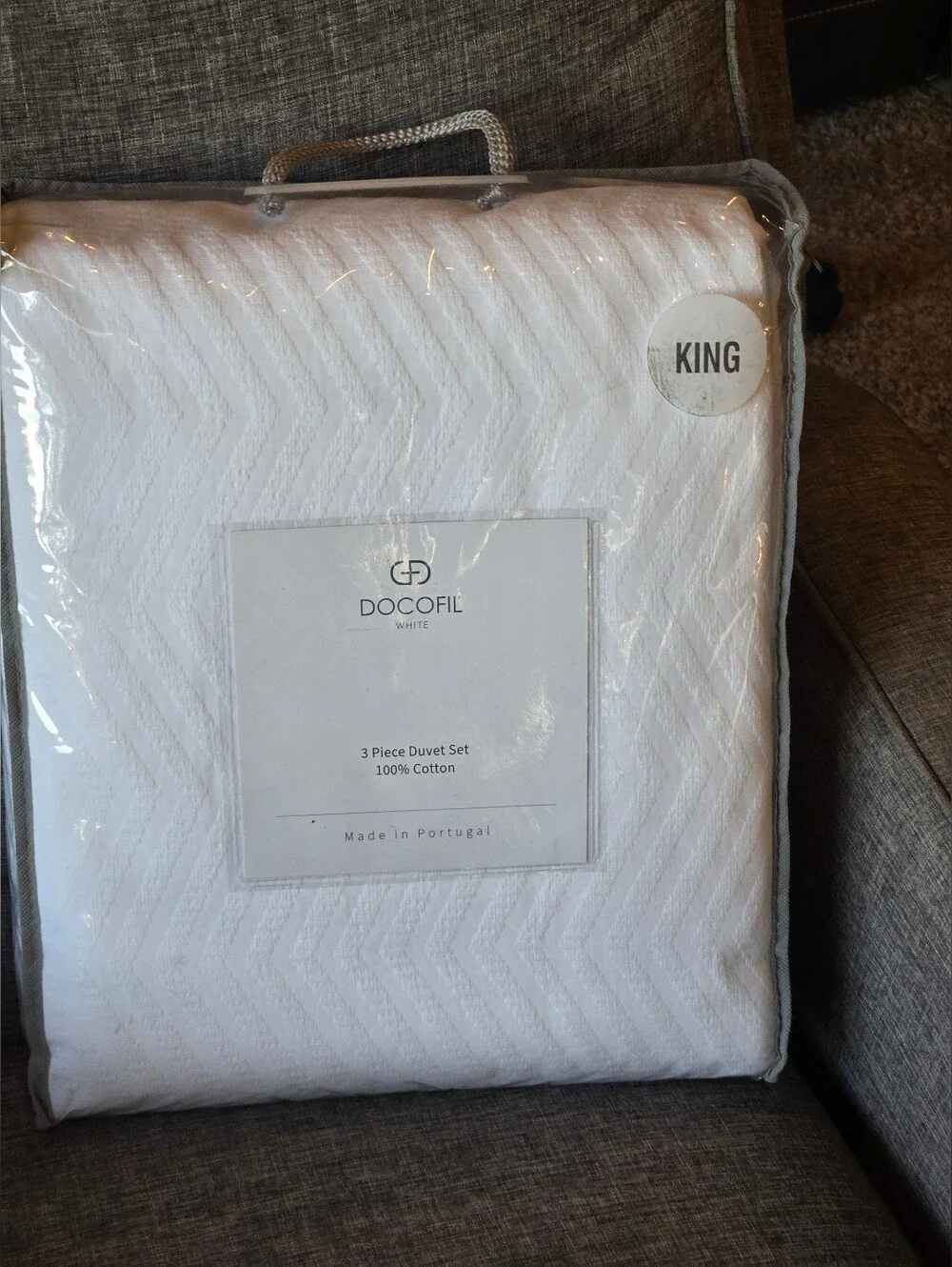 Docofil King Bed 3pc Duvet Set 100% Cotton by Docofil / Portugal White
